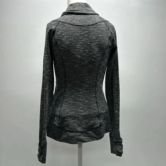 Lululemon Think Fast Pullover Long Sleeve Top Charcoal Herringbone Black Size 6 - Picture 6 of 11